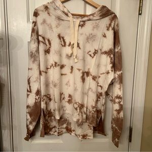 NWT Found Dreamer high low hoodie taupe‎ tie dye Size L